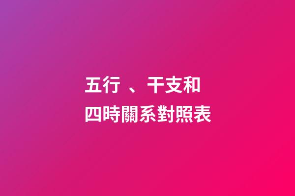 五行、干支和四時關系對照表